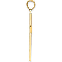 14K Yellow Gold Polished Beaded Cross Pendant with Textured Back - 46mm Length by Oro Pregiato