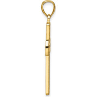 14K Yellow Gold Polished Beaded Cut-out Cross Pendant - 39mm Length by Oro Pregiato