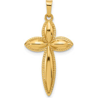 14K Yellow Gold Polished Beaded Edge Passion Cross Pendant by Oro Pregiato