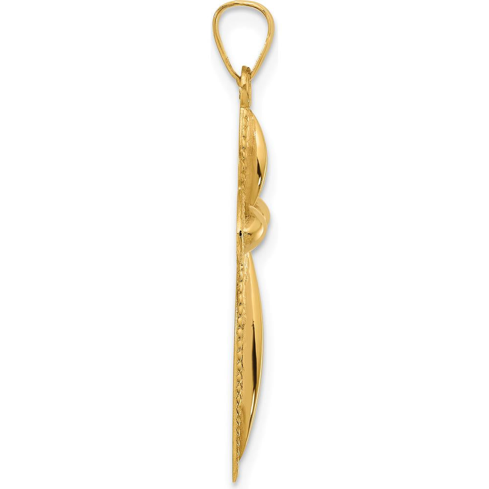 14K Yellow Gold Polished Beaded Edge Passion Cross Pendant by Oro Pregiato