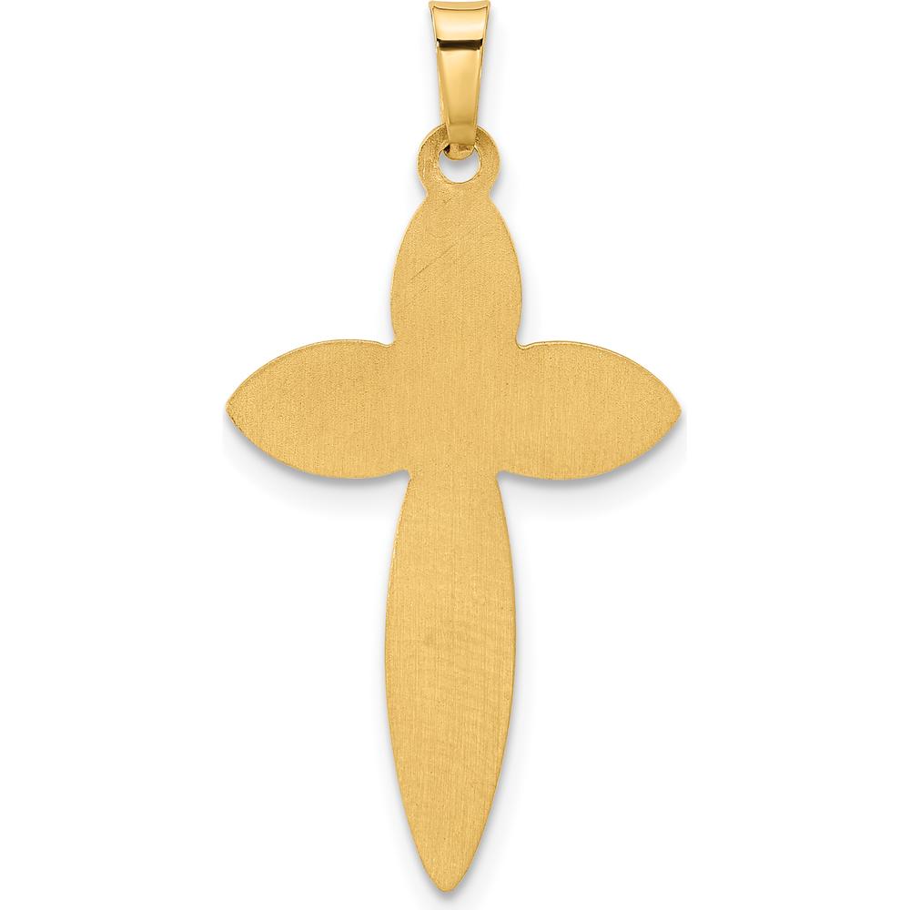 14K Yellow Gold Polished Beaded Edge Passion Cross Pendant by Oro Pregiato