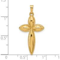 14K Yellow Gold Polished Beaded Edge Passion Cross Pendant by Oro Pregiato