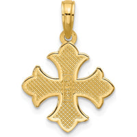 14K Yellow Gold Polished Beaded Fleur de Lis Cross Pendant - 21.2mm Length by Oro Pregiato