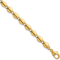 14K Yellow Gold Polished Beaded Link Bracelet - 5.25mm Width, 7.25" Length by 0