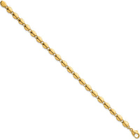 14K Yellow Gold Polished Beaded Link Bracelet - 5.25mm Width, 7.25" Length by 0
