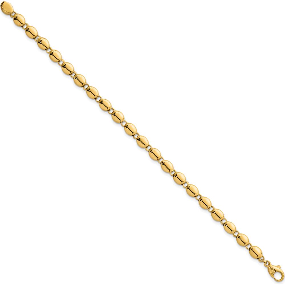14K Yellow Gold Polished Beaded Link Bracelet - 5.25mm Width, 7.25" Length by 0
