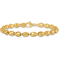 14K Yellow Gold Polished Beaded Link Bracelet - 5.25mm Width, 7.25" Length by 0