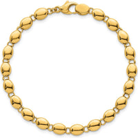 14K Yellow Gold Polished Beaded Link Bracelet - 5.25mm Width, 7.25" Length by 0