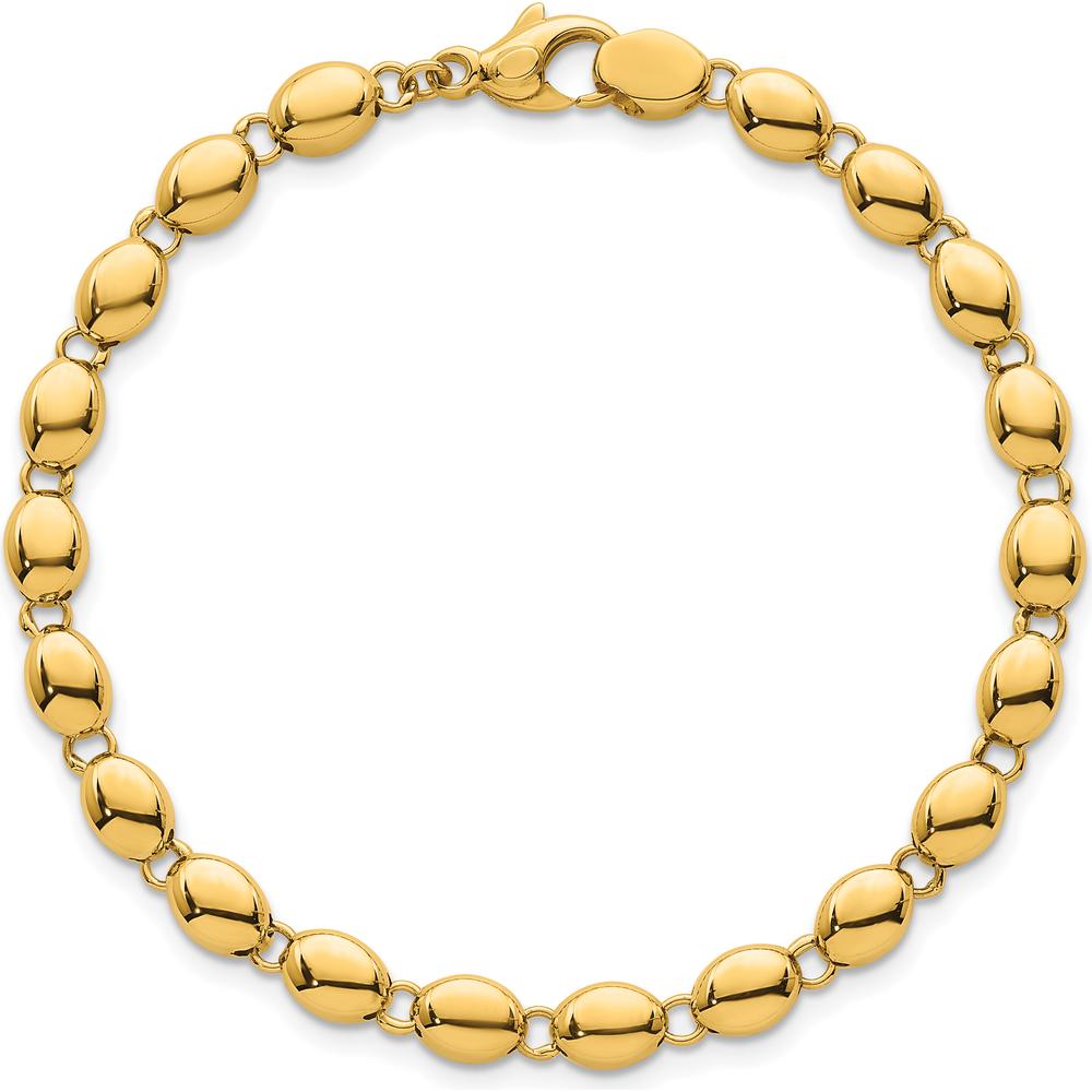 14K Yellow Gold Polished Beaded Link Bracelet - 5.25mm Width, 7.25" Length by 0