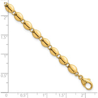 14K Yellow Gold Polished Beaded Link Bracelet - 5.25mm Width, 7.25" Length by 0