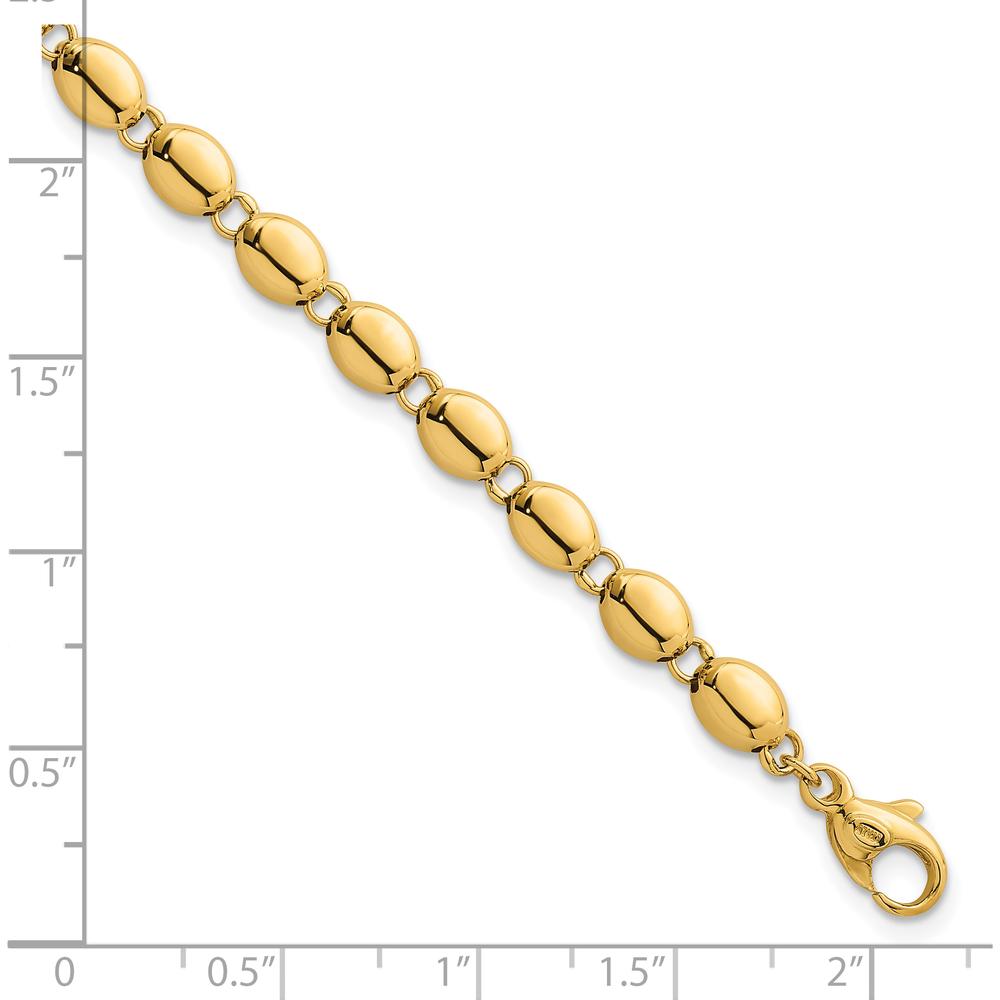 14K Yellow Gold Polished Beaded Link Bracelet - 5.25mm Width, 7.25" Length by 0