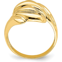 14K Yellow Gold Polished Beaded Swirl Crossover Ring by 0