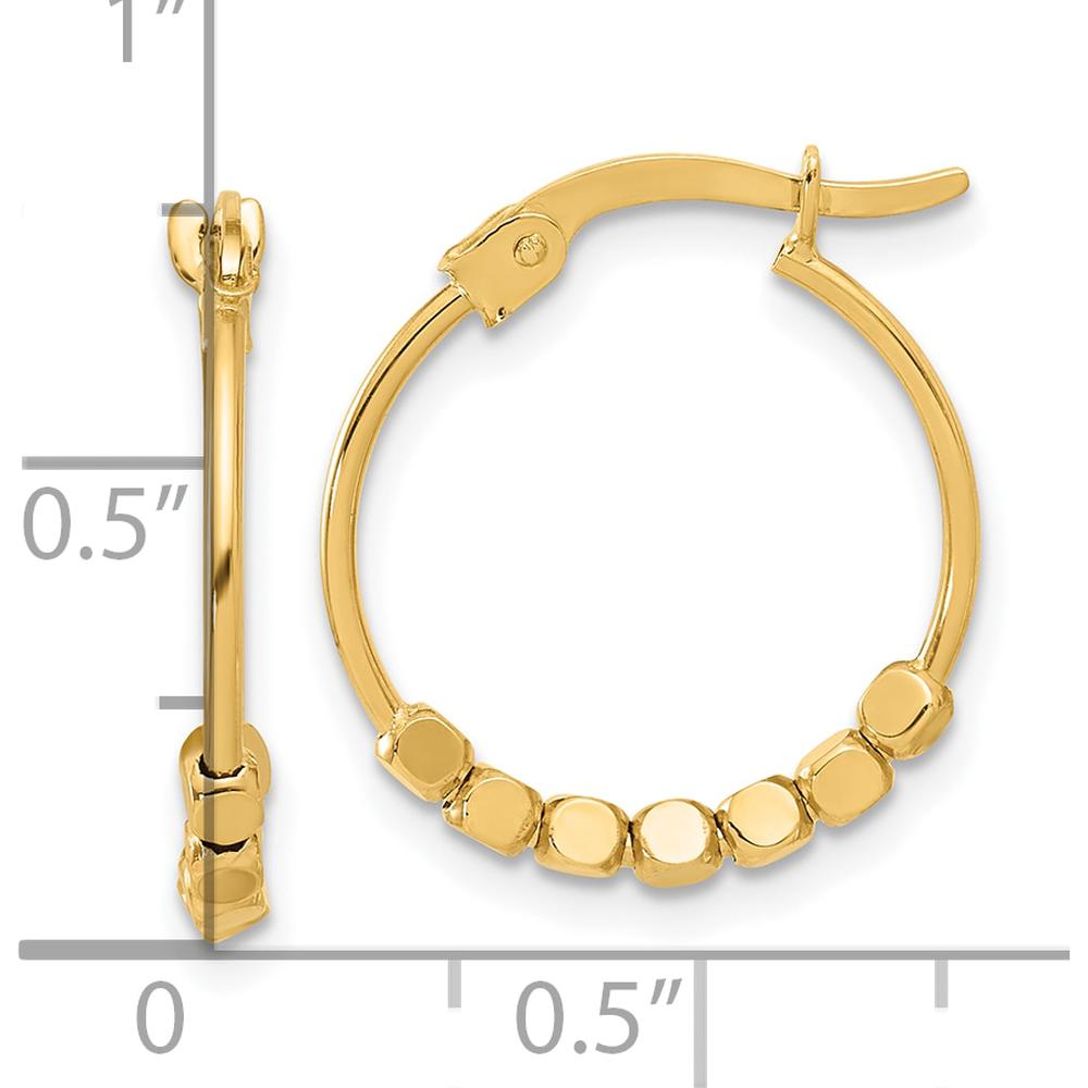 14K Yellow Gold Polished Beads Large Hoop Earrings - 18.7mm Length by 0
