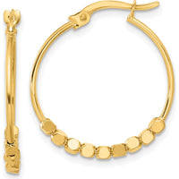 14K Yellow Gold Polished Beads Large Hoop Earrings - Classic Luxury by 0