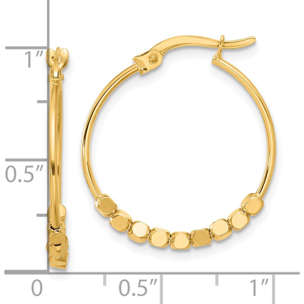 14K Yellow Gold Polished Beads Large Hoop Earrings - Classic Luxury by 0
