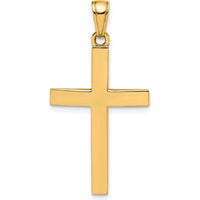 14K Yellow Gold Polished Beveled Cross Charm - 36mm Length by Oro Pregiato