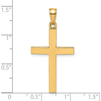 14K Yellow Gold Polished Beveled Cross Charm - 36mm Length by Oro Pregiato