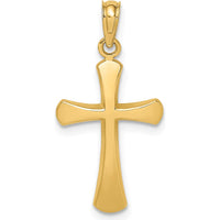 14K Yellow Gold Polished Beveled Cross Charm with Round Tips - 24.5mm Length by Oro Pregiato
