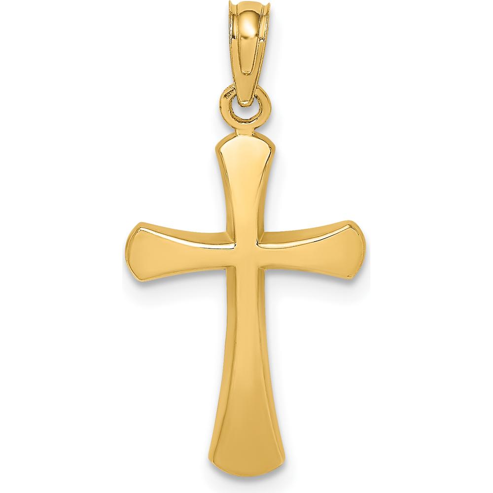 14K Yellow Gold Polished Beveled Cross Charm with Round Tips - 24.5mm Length by Oro Pregiato
