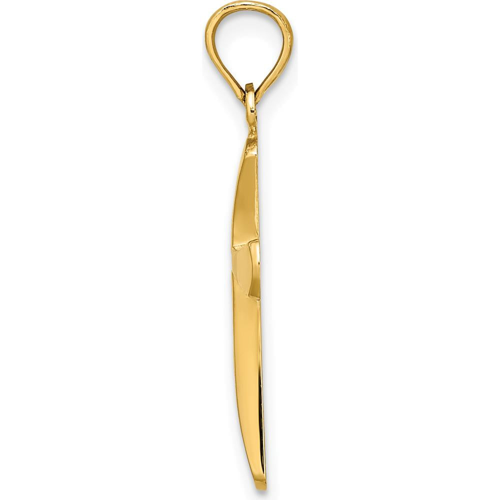 14K Yellow Gold Polished Beveled Cross Charm with Round Tips - 24.5mm Length by Oro Pregiato