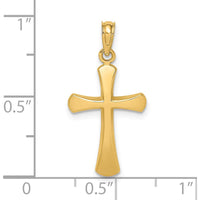 14K Yellow Gold Polished Beveled Cross Charm with Round Tips - 24.5mm Length by Oro Pregiato