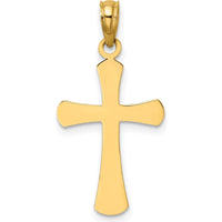 14K Yellow Gold Polished Beveled Cross Charm with Round Tips - 24.5mm Length by Oro Pregiato