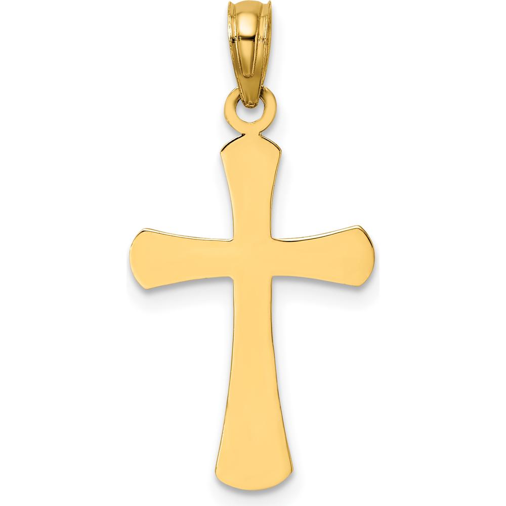 14K Yellow Gold Polished Beveled Cross Charm with Round Tips - 24.5mm Length by Oro Pregiato