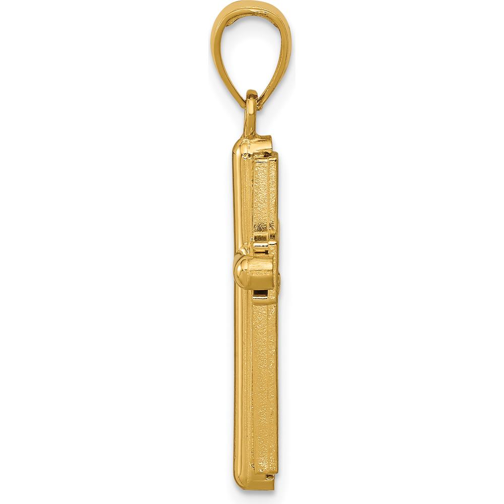 14K Yellow Gold Polished Beveled Stick Cross Pendant with Open Back Design by Oro Pregiato