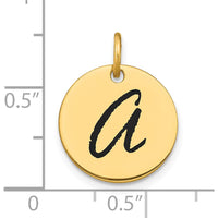 14K Yellow Gold Polished Black Enamel Letter A Initial Disk Charm by Oro Pregiato