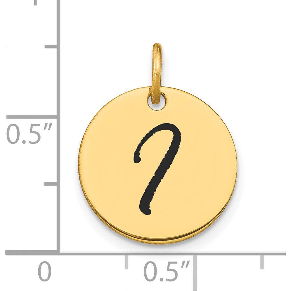 14K Yellow Gold Polished Black Enamel Letter I Initial Disk Charm by Oro Pregiato