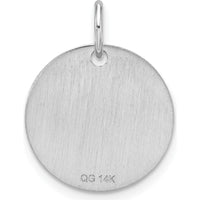 14K Yellow Gold Polished Black Enamel Letter W Initial Disk Charm - 15.24mm by Oro Pregiato