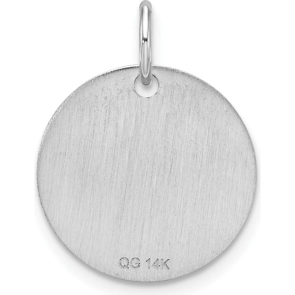14K Yellow Gold Polished Black Enamel Letter W Initial Disk Charm - 15.24mm by Oro Pregiato
