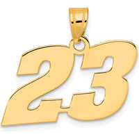 14K Yellow Gold Polished Block Number 23 Pendant - Laser Cut Design by Oro Pregiato