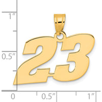 14K Yellow Gold Polished Block Number 23 Pendant - Laser Cut Design by Oro Pregiato