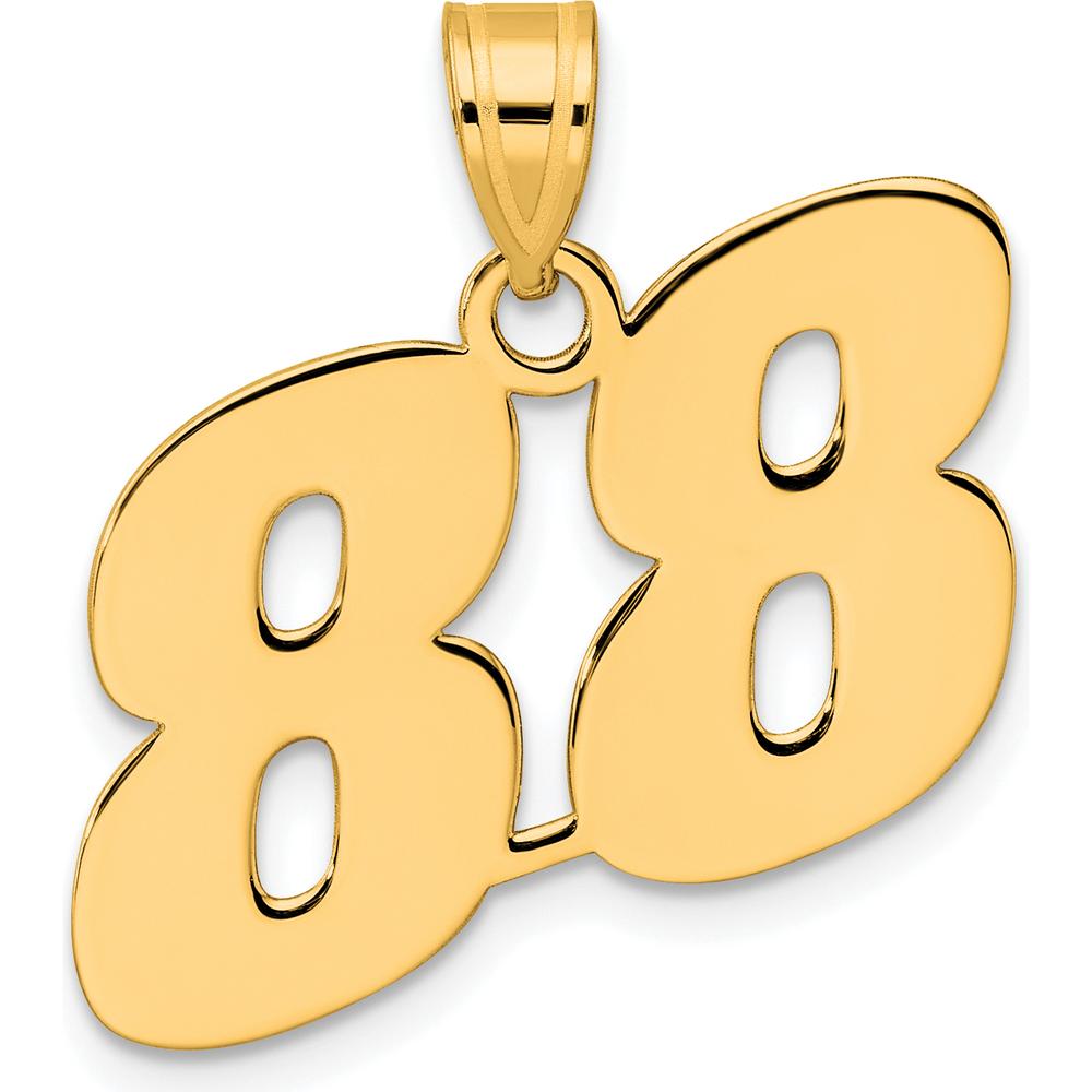 14K Yellow Gold Polished Block Number 88 Pendant by Oro Pregiato