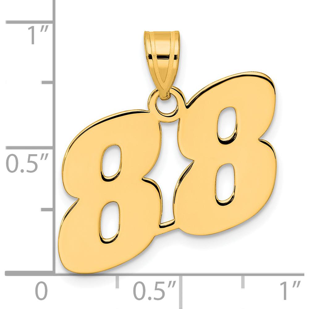 14K Yellow Gold Polished Block Number 88 Pendant by Oro Pregiato