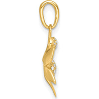 14K Yellow Gold Polished Blooming Flower Charm with Rhodium Accents by Oro Pregiato