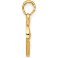 14K Yellow Gold Polished Blow Dryer and Curl Brush Pendant by Oro Pregiato