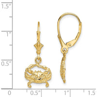 14K Yellow Gold Polished Blue Crab Leverback Drop Earrings by 0