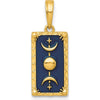 14K Yellow Gold Polished Blue Enamel Moon Cycle Charm - Celestial Design by Oro Pregiato