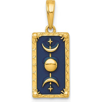14K Yellow Gold Polished Blue Enamel Moon Cycle Charm - Celestial Design by Oro Pregiato