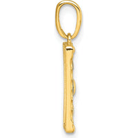 14K Yellow Gold Polished Blue Enamel Moon Cycle Charm - Celestial Design by Oro Pregiato