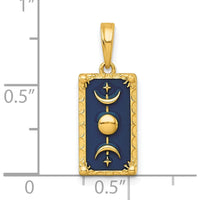 14K Yellow Gold Polished Blue Enamel Moon Cycle Charm - Celestial Design by Oro Pregiato