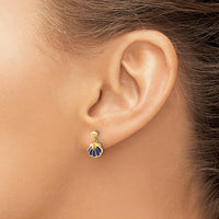 14K Yellow Gold Polished Blue Enamel Shell Drop Earrings - 1 Pair by Madi K