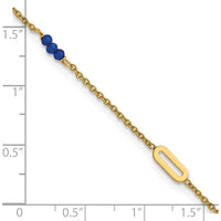 14K Yellow Gold Polished Blue Spinel Beads Anklet with 1" Extender - 3 Natural Faceted Spinel Stones