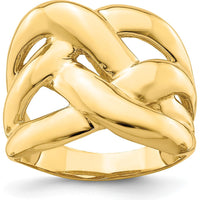 14K Yellow Gold Polished Bold Basket Weave Dome Ring by 0