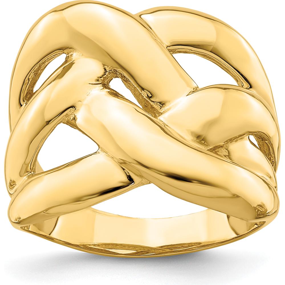 14K Yellow Gold Polished Bold Basket Weave Dome Ring by 0