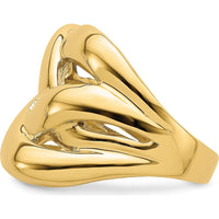 14K Yellow Gold Polished Bold Basket Weave Dome Ring by 0
