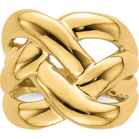 14K Yellow Gold Polished Bold Basket Weave Dome Ring by 0