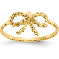 14K Yellow Gold Polished Bow Ring - Adjustable, Themed Design by Oro Pregiato